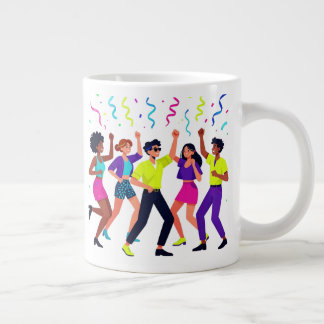 Happy Friends Dancing Party Celebration Large Coffee Mug