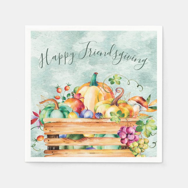 Happy Friendsgiving Dinner Party Autumn Fall Napkin (Front)