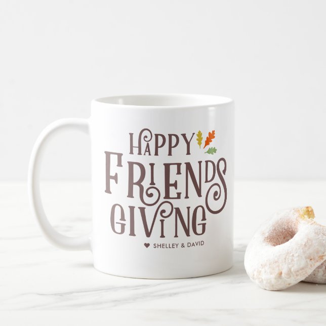 Happy Friendsgiving Fall Festive Personalized Coffee Mug (With Donut)