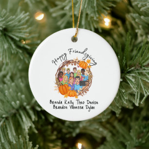 Happy Friendsgiving Fall Pumpkin Holiday Gift Ceramic Ornament