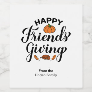 Happy Friendsgiving Personalized Wine Labels