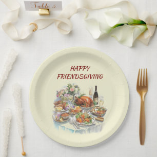 Happy Friendsgiving Thanksgiving Paper Plates