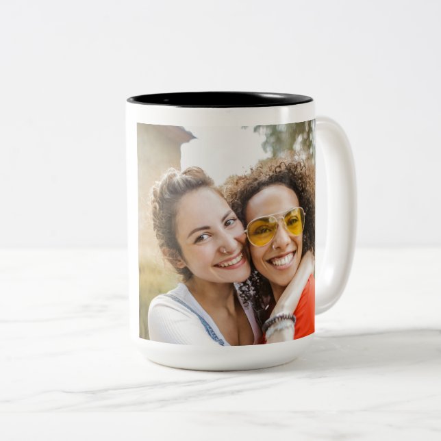 Happy Friendship Day BEST FRIEND EVER PHOTO  Two-Tone Coffee Mug (Front Right)