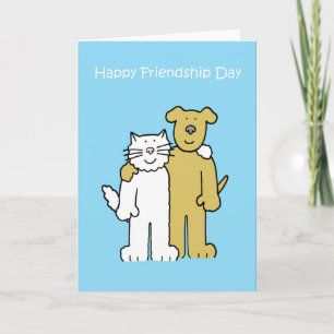 Happy Friendship Day, July 30th Cute Cat and Dog Card