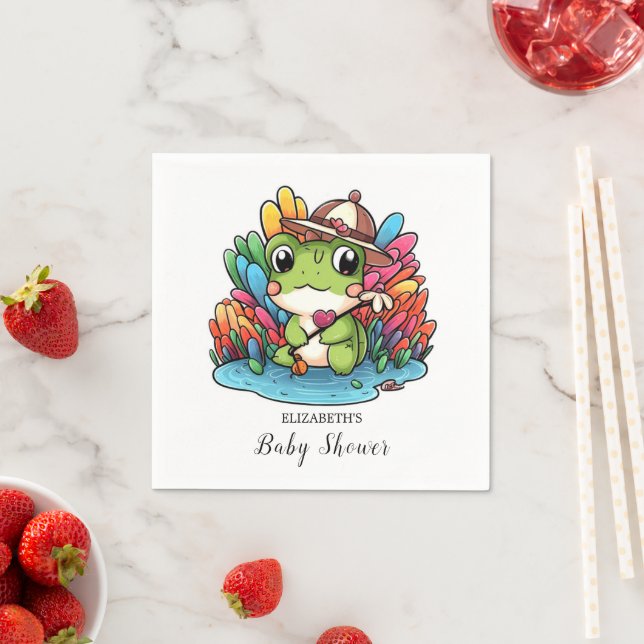 Happy Frog Baby Shower Napkin (Insitu)