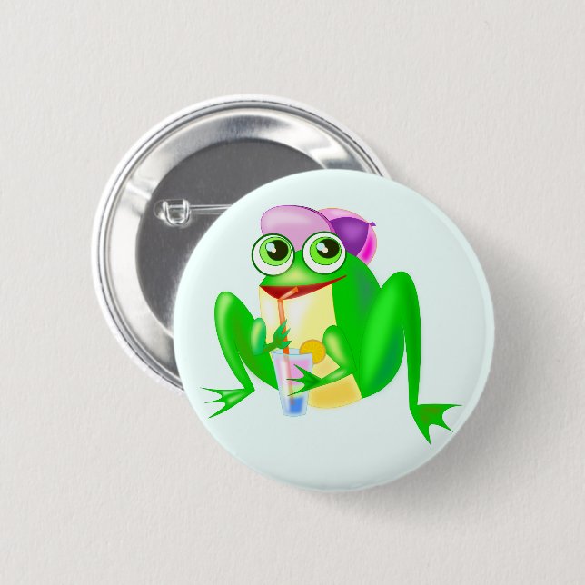 Happy Frog Button - Your Colour - Text (Front & Back)