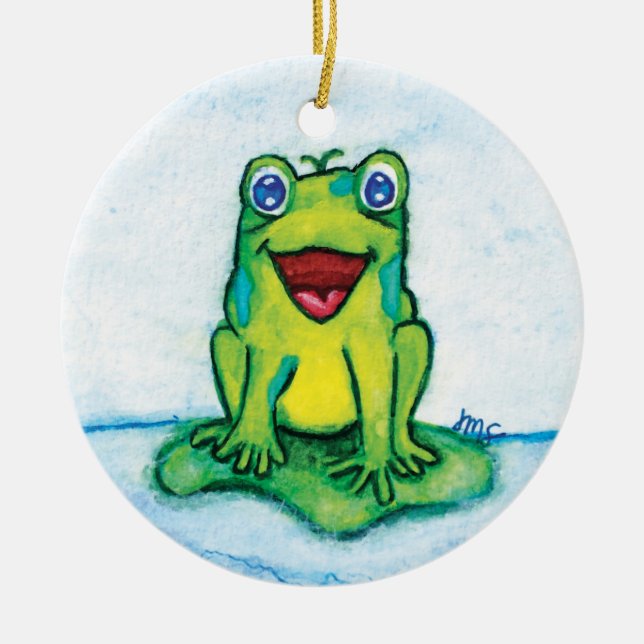 Happy Frog Ceramic Ornament (Front)