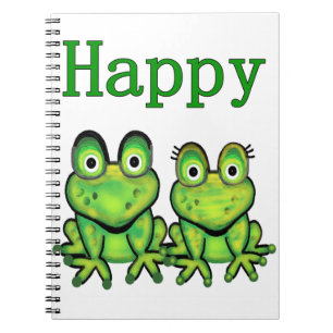 happy frog funny amphibian cartoon art notebook