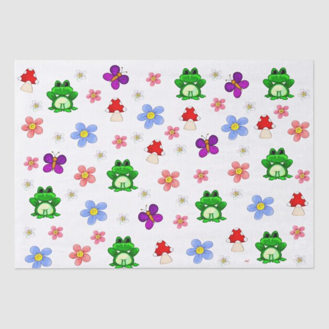 Happy Frog In Spring PATTERN Tissue Paper (Front)