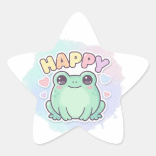 Happy Frog Sticker Cute Frog With Hearts Kawaii Ae