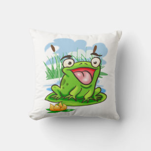 Happy Frog Throw Pillow
