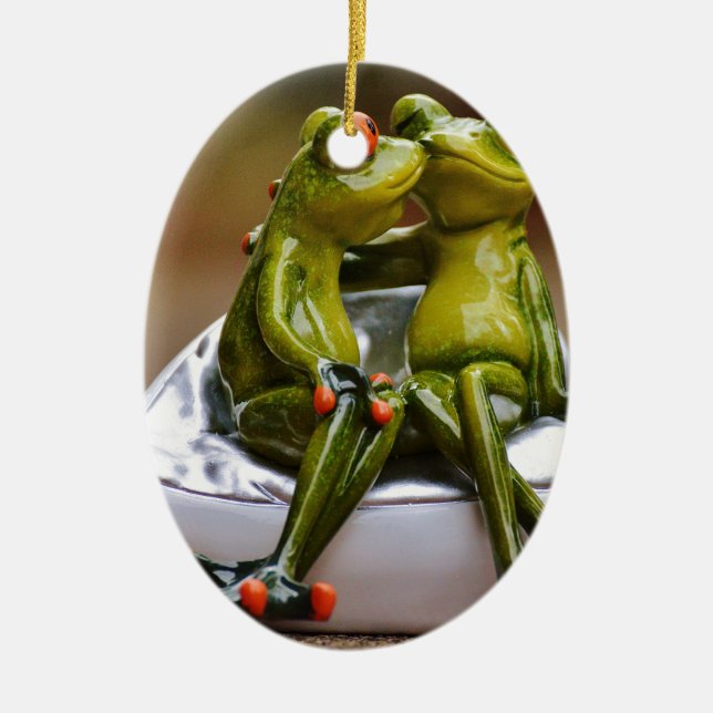 Happy Frogs Ceramic Ornament (Front)