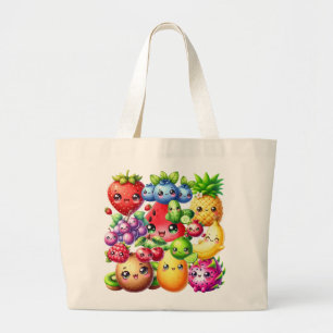 Happy Fruit Large Tote Bag