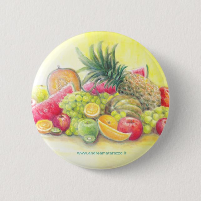 Happy fruits  2 inch round button (Front)