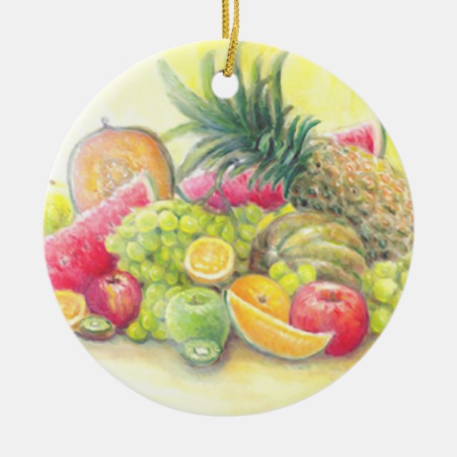 Happy fruits  ceramic ornament (Front)