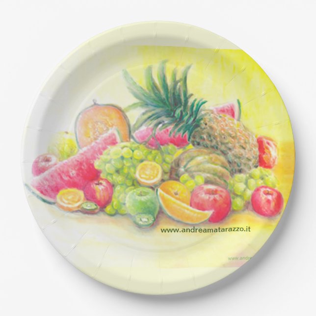 Happy fruits    paper plate (Front)