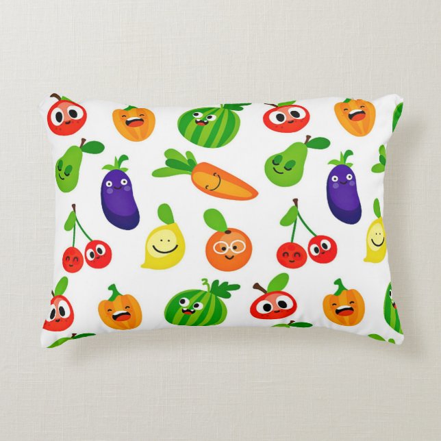 Happy Fruits & Veggies Pillow (Front)