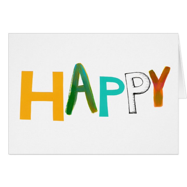 Happy fun colourful word art unique font design (Front Horizontal)