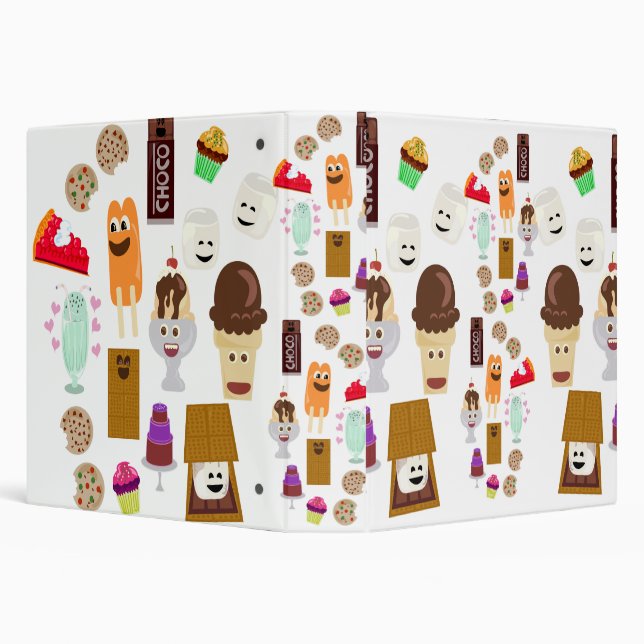 Happy Fun Food Characters Cartoon Pattern Binder (Background)