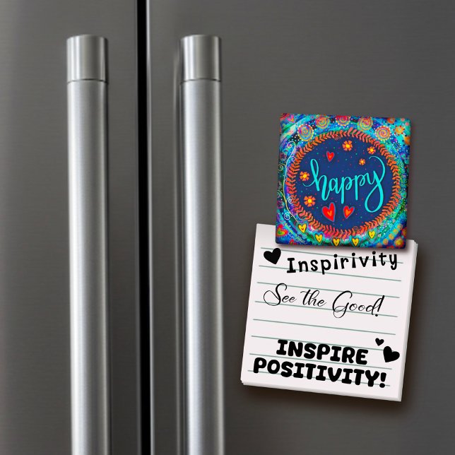 Happy Fun Whimsical Colourful Inspirational Trendy Magnet (Creator Uploaded)