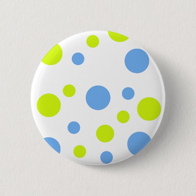 Happy Funky Yellow Blue Bubbles 2 Inch Round Button (Front)