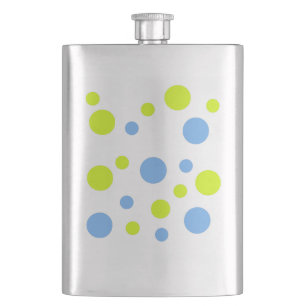 Happy Funky Yellow Blue Bubbles Hip Flask