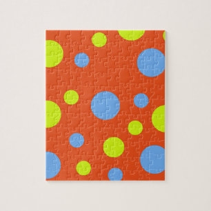 Happy Funky Yellow Blue Bubbles Jigsaw Puzzle