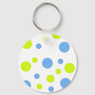 Happy Funky Yellow Blue Bubbles Keychain