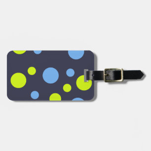 Happy Funky Yellow Blue Bubbles Luggage Tag