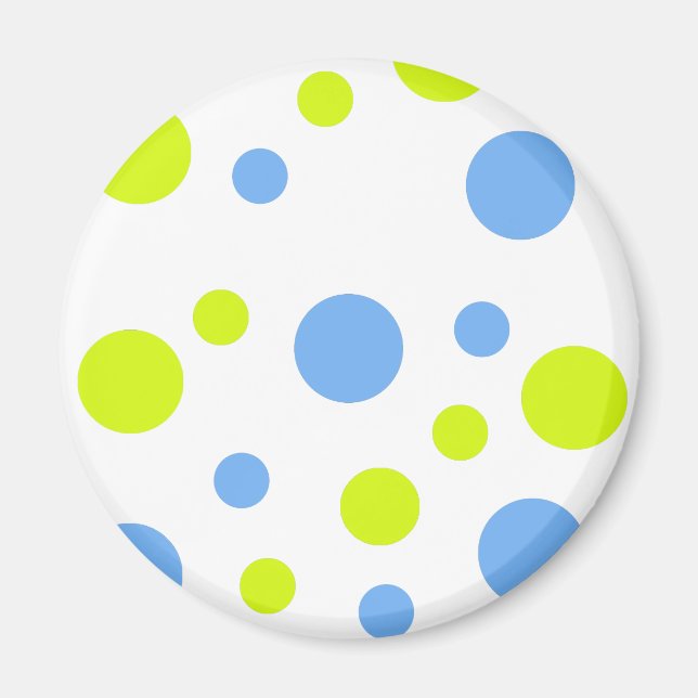 Happy Funky Yellow Blue Bubbles Magnet (Front)