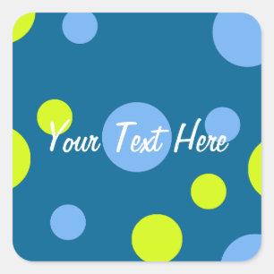 Happy Funky Yellow Blue Bubbles Square Sticker