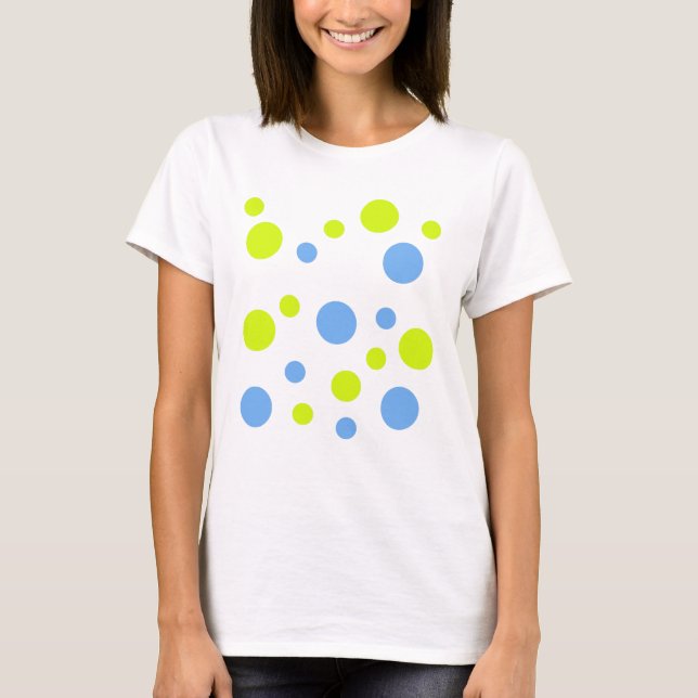 Happy Funky Yellow Blue Bubbles T-Shirt (Front)
