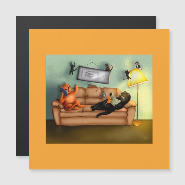 Happy Funny and Cute Family Cats at home  (Front/Back)