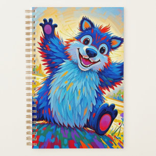 Happy funny bear Abstract cute animal art Planner