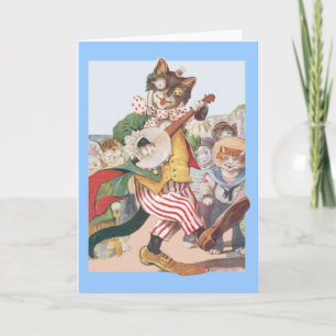 Happy Funny Chat Folk Carte d'anniversaire
