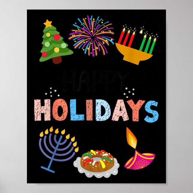 Happy Funny Holidays Diwali Kwanzaa Hanukkah Chris Poster (Front)