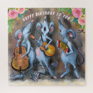 Happy Funny Mouse Band Puzzle Your Text / Name