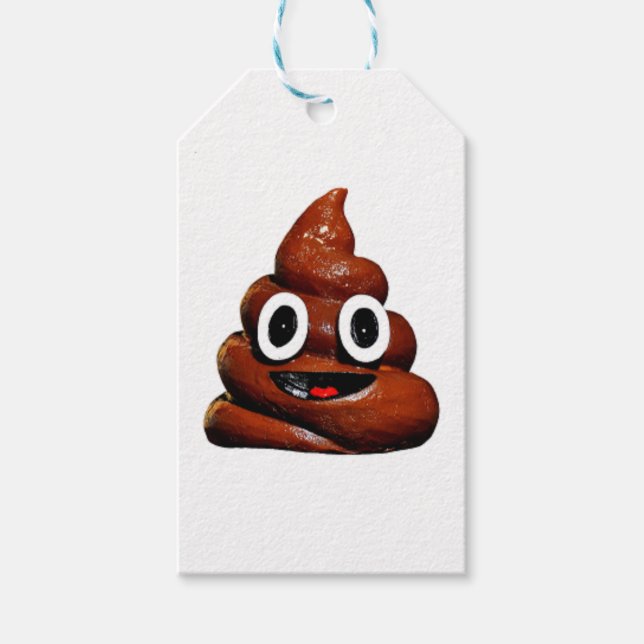 happy funny poop emoji gift tags (Front)