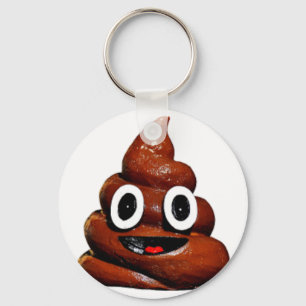happy funny poop emoji keychain