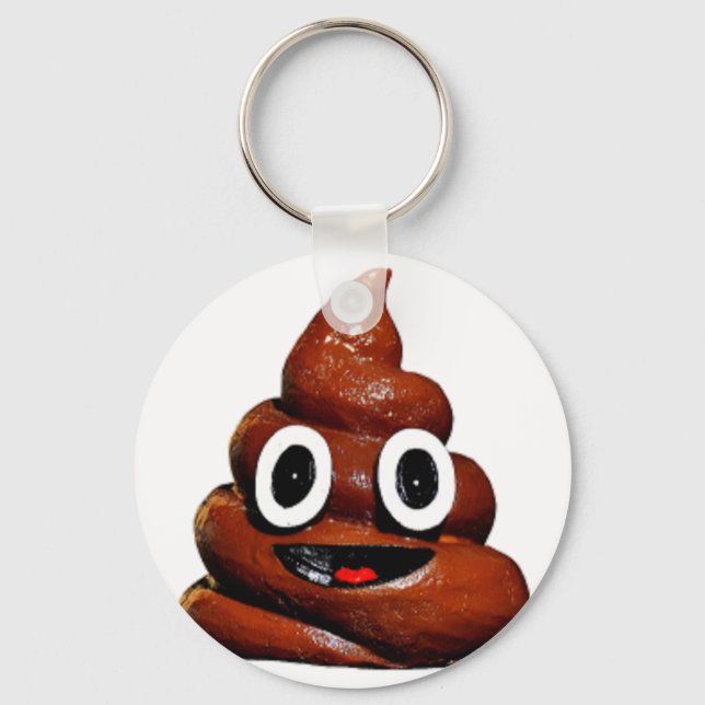 happy funny poop emoji keychain (Front)
