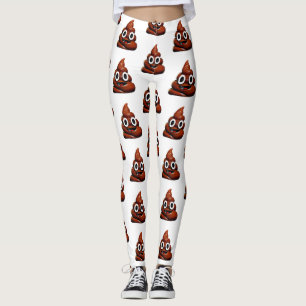 happy funny poop emoji leggings