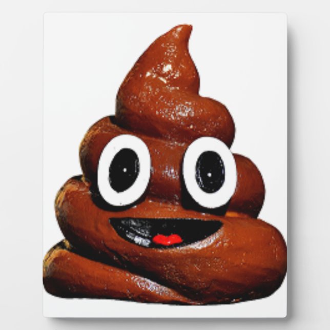 happy funny poop emoji plaque (Front)