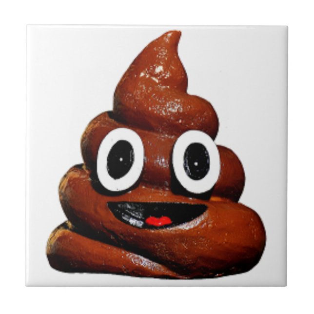 happy funny poop emoji tile (Front)