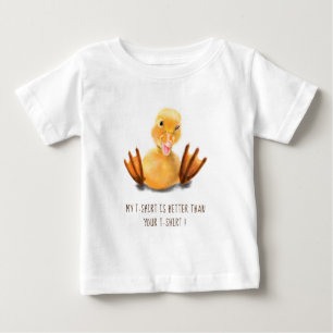 Happy Funny Yellow Duck Playful Wink - Add Text Baby T-Shirt