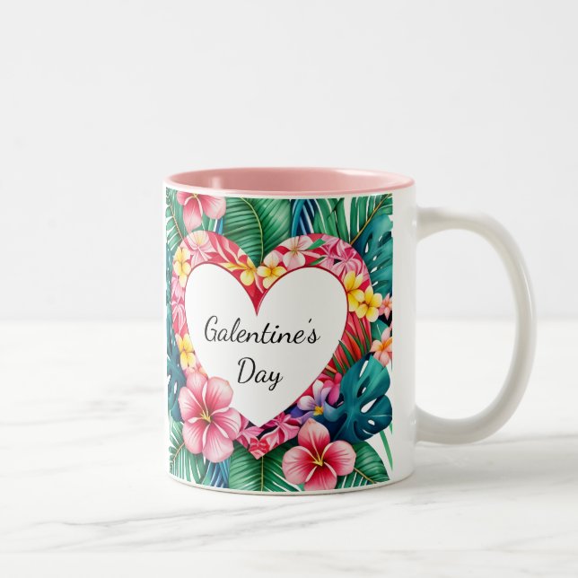Happy Galentine’s Day Hawaiian Heart Two-Tone Coffee Mug (Right)