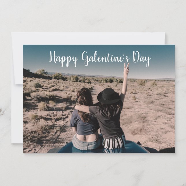 Happy Galentines Day Best Friends Photo Valentine Holiday Card (Front)