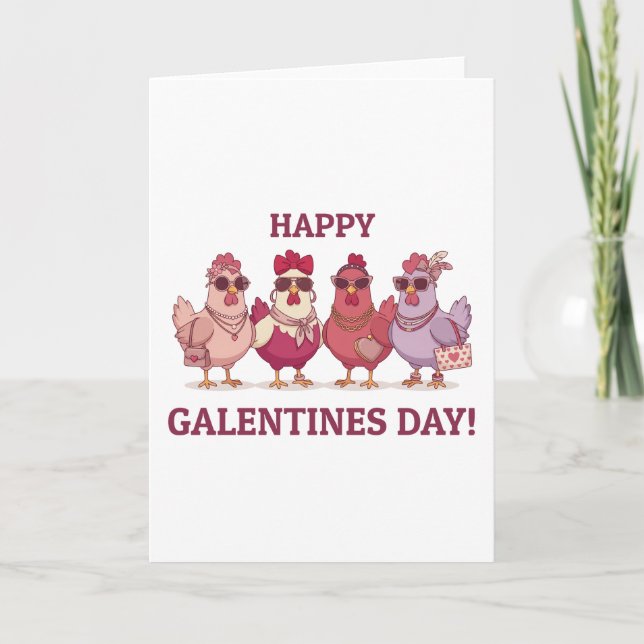 Happy Galentines Day Chicken Squad Cute Funny Hens Holiday Card (Front)