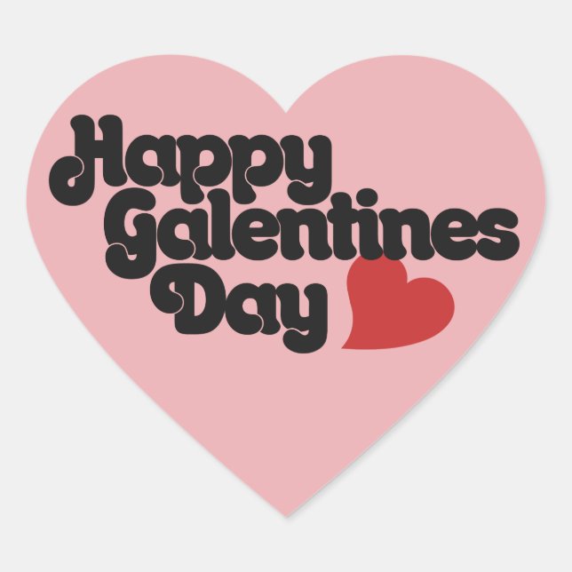 Happy Galentines Day Heart Sticker (Front)