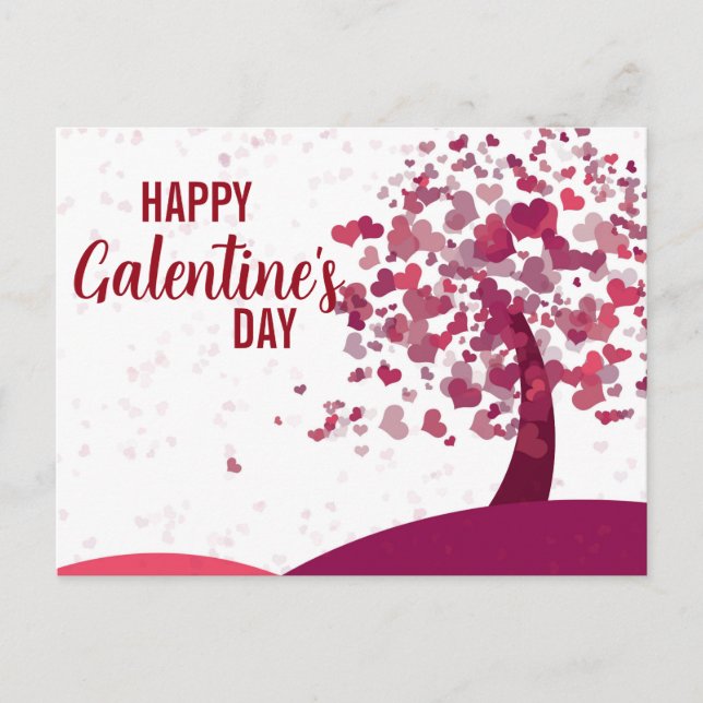 Happy Galentine's Day Heart Tree Postcard (Front)