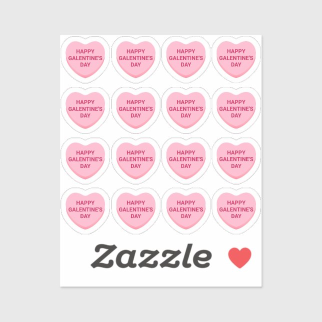 Happy Galentine's Day pink 16 conversation hearts (Sheet)